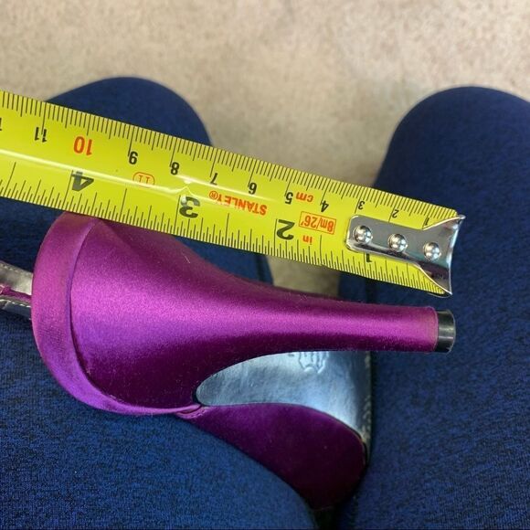 browns purple satin gem jewelled Rhinestone Embellished sling back high heels 7 - Picture 8 of 9